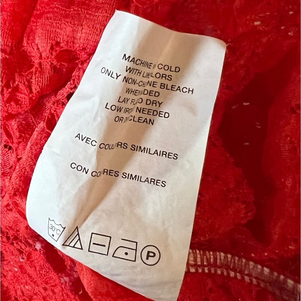 Jessica Simpson Blouse Top M Red Long Sleeve Keyhole 2 Piece Maternity Lace Knit - Picture 8 of 9